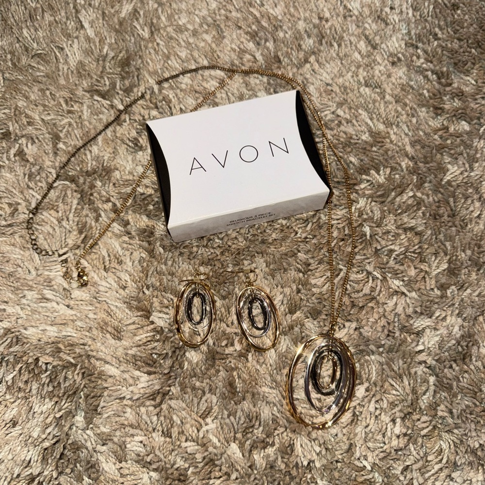 Avon Gold and Silver Necklace Set
